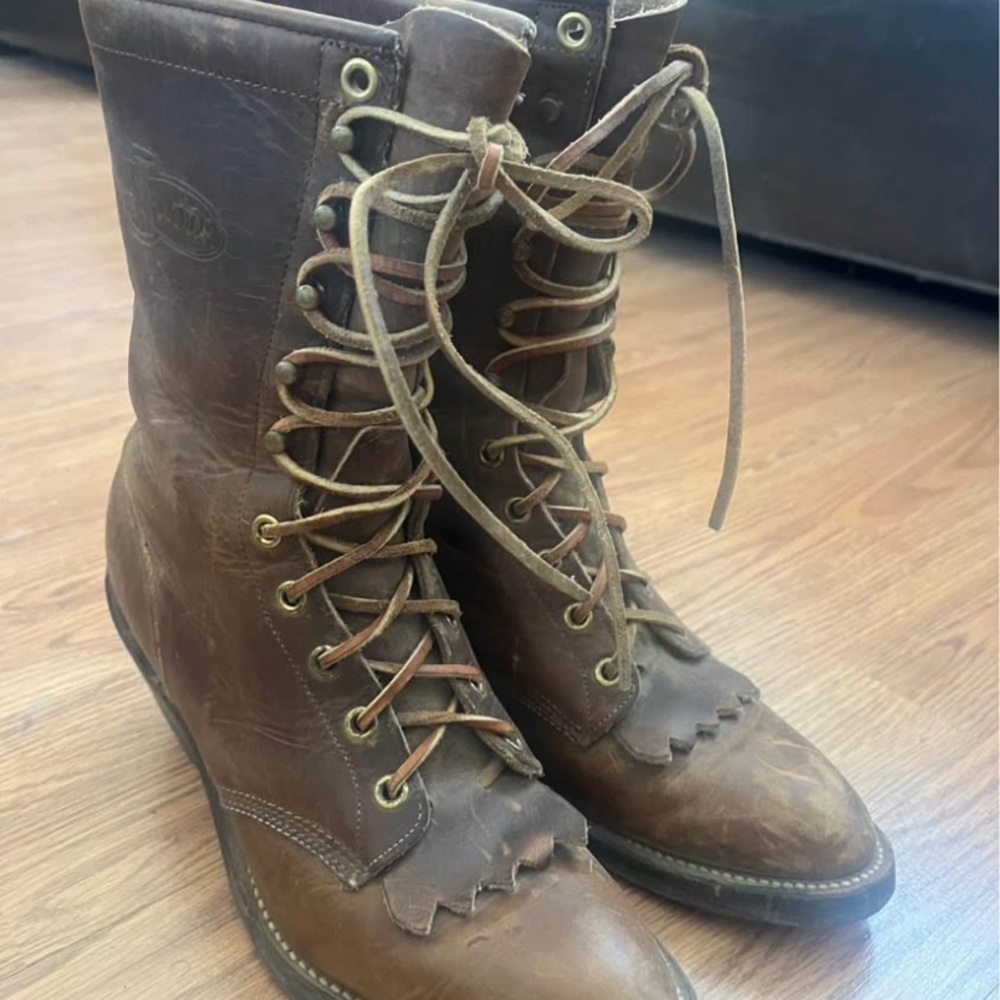 Justin Boots Brown Lace Up Packer Women’s Boots 7.5